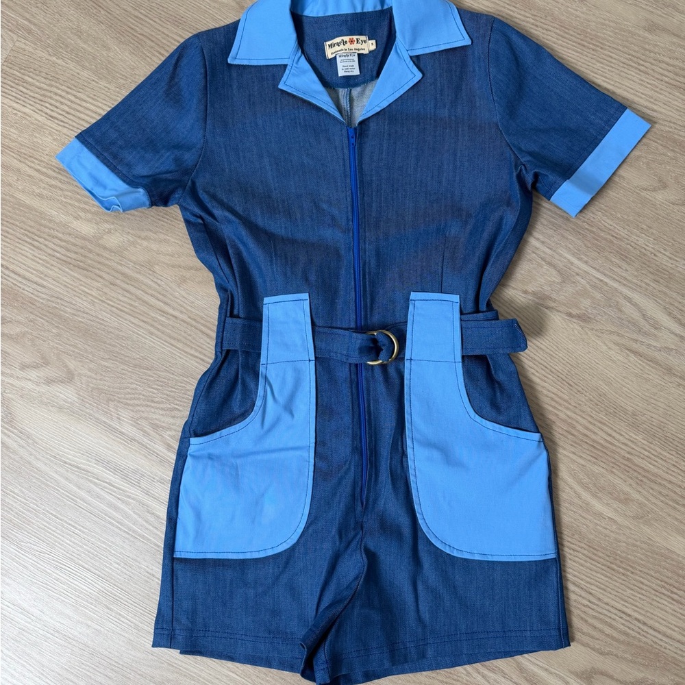 California shake romper in denim size Small